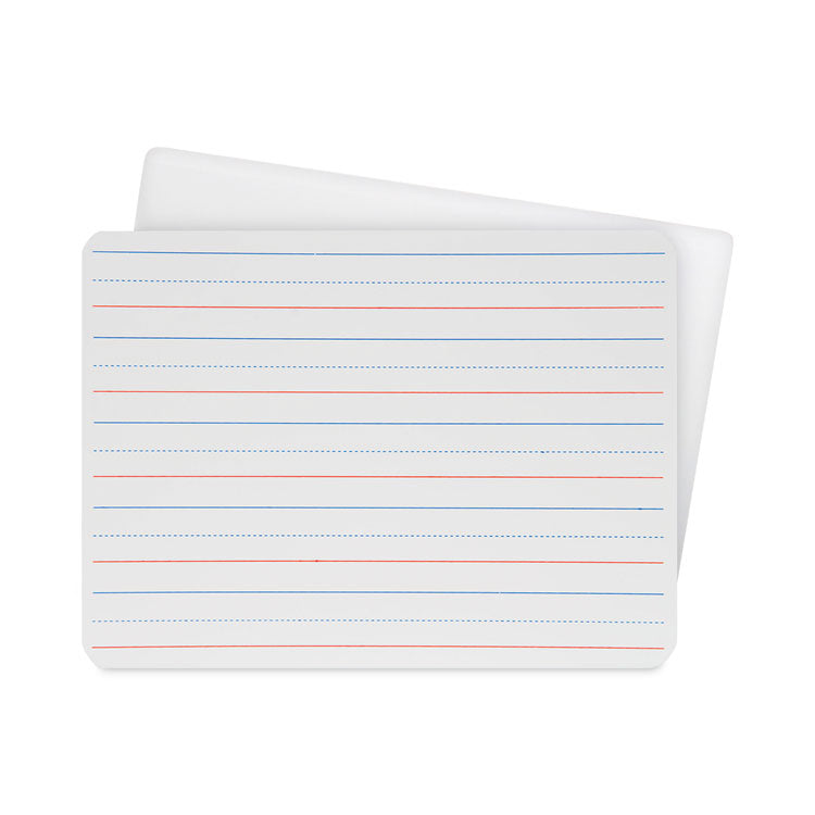 Flipside - Two-Sided Red and Blue Ruled Dry Erase Board, 12 x 9, Ruled White Front, Unruled White Back, 24/Pack