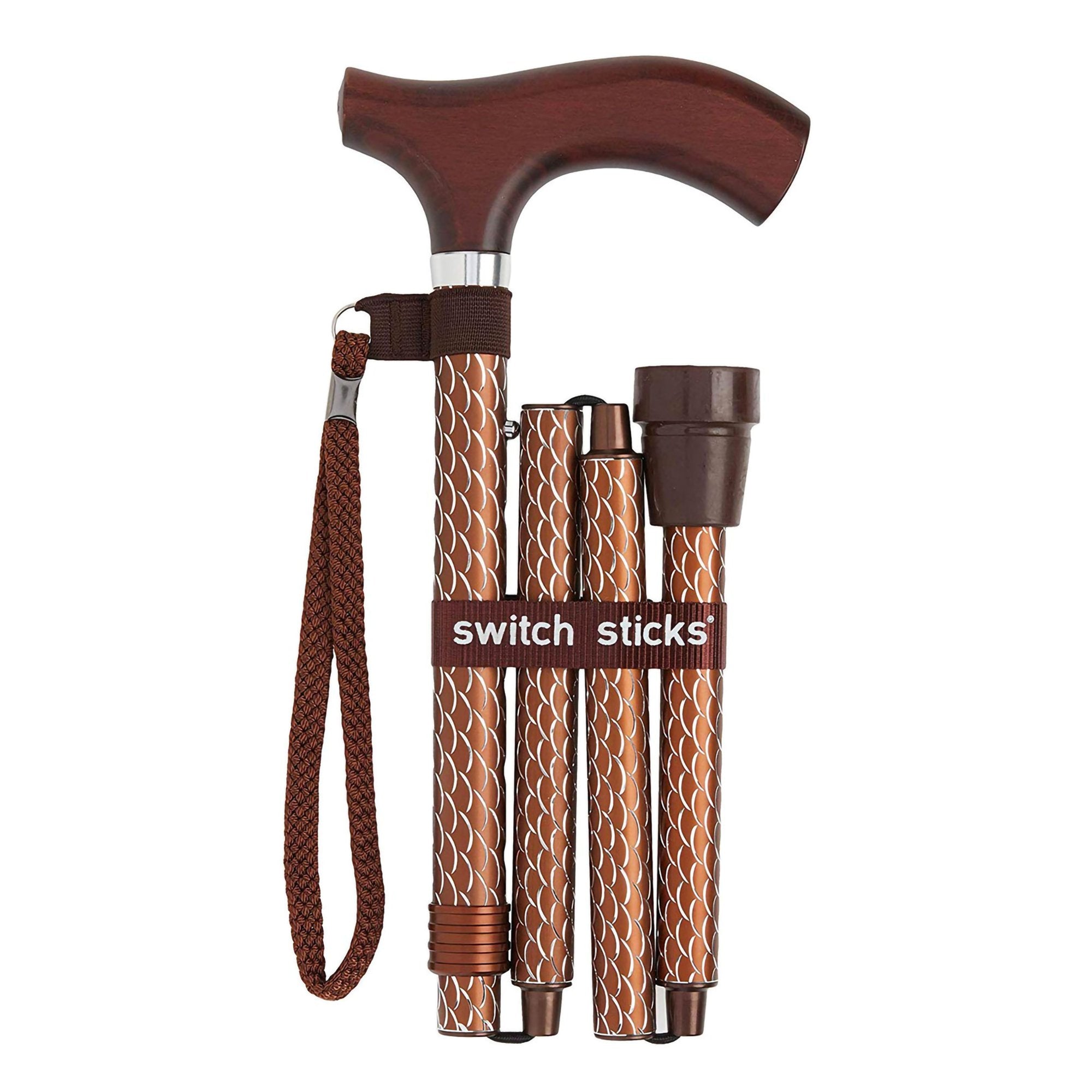 Mabis Healthcare - Folding Cane Switch Sticks® Aluminum 32 to 37 Inch Height Cognac [1/EA]