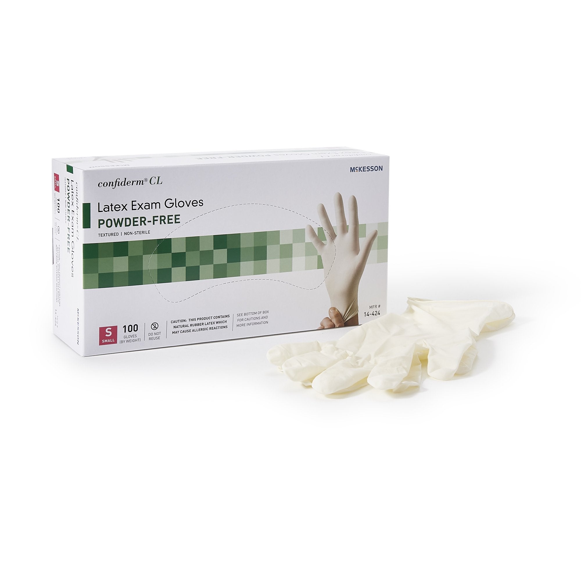 McKesson Brand - Exam Glove McKesson Confiderm® Small NonSterile Latex Standard Cuff Length Textured Fingertips Ivory Not Rated [100/BX]