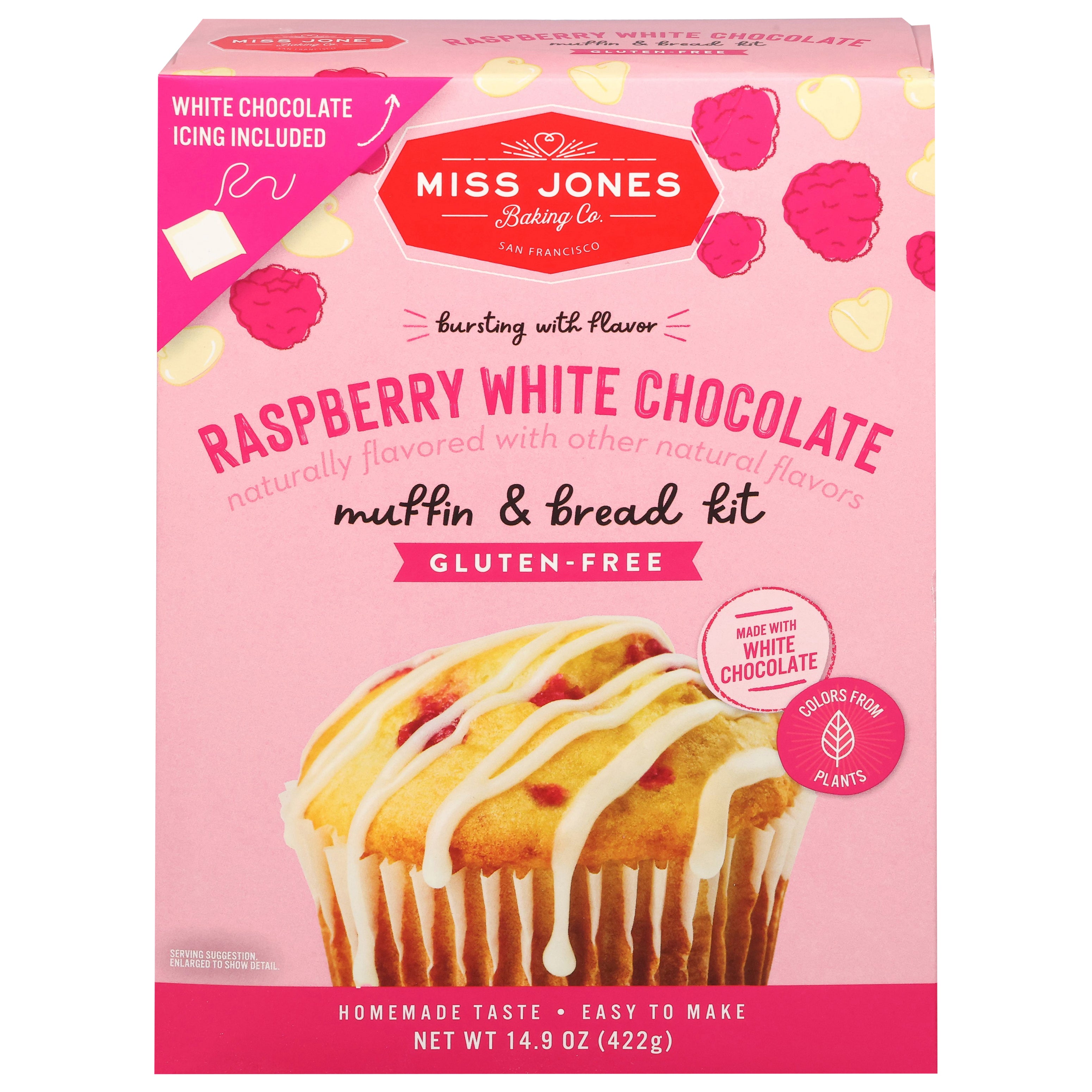 Miss Jones Baking Co. Gluten-Free Raspberry White Chocolate Muffin & Bread Kit 14.9 oz - Case of 6