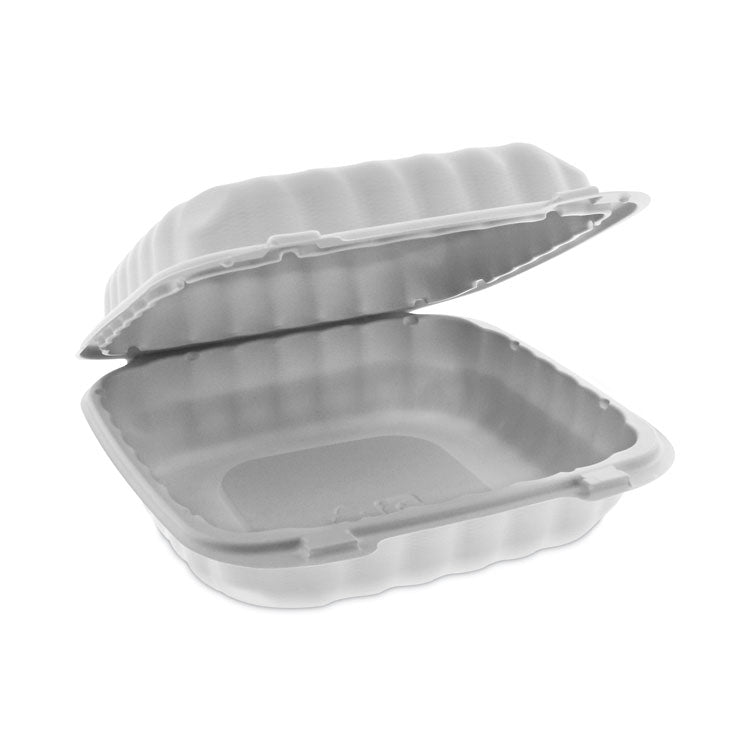 Pactiv Evergreen - EarthChoice SmartLock Microwavable MFPP Hinged Lid Container, 8.31 x 8.35 x 3.1, White, Plastic, 200/Carton