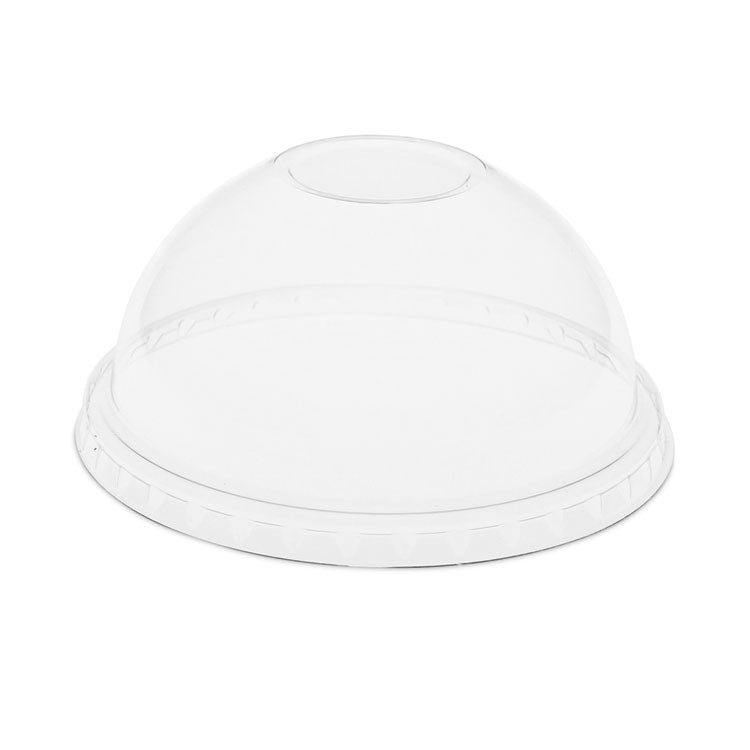 Pactiv Evergreen - EarthChoice Strawless RPET Lid, Dome Lid, Clear, Fits 12 oz to 24 oz "B" Cups, Clear, 1,020/Carton