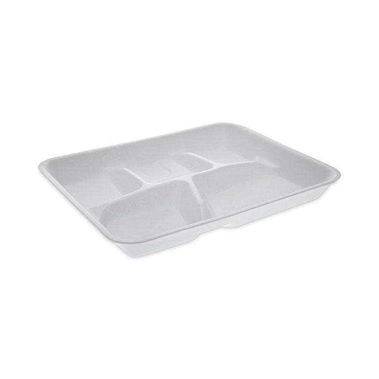 Pactiv Evergreen - Foam School Trays, 5-Compartment, 8.25 x 10.5 x 1,  White, 500/Carton