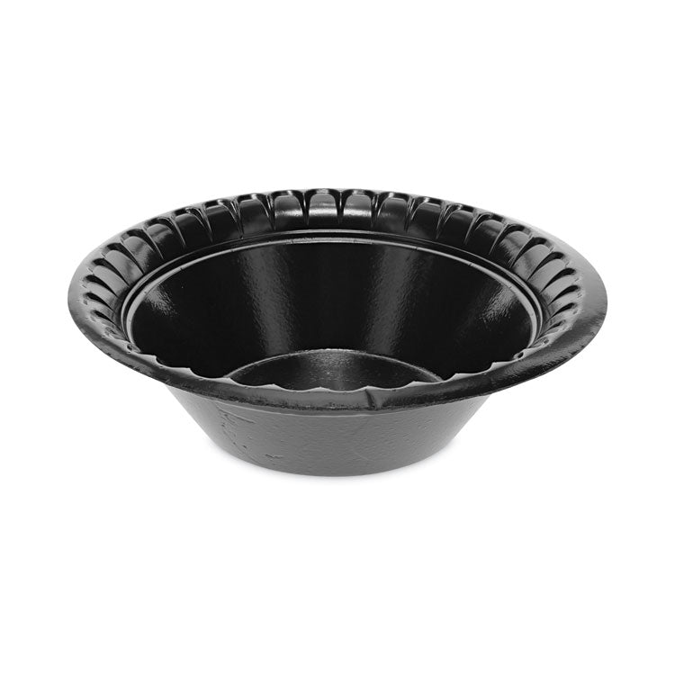 Pactiv Evergreen - Placesetter Deluxe Laminated Foam Dinnerware, Bowl, 12 oz, 6" dia, Black, 1,000/Carton
