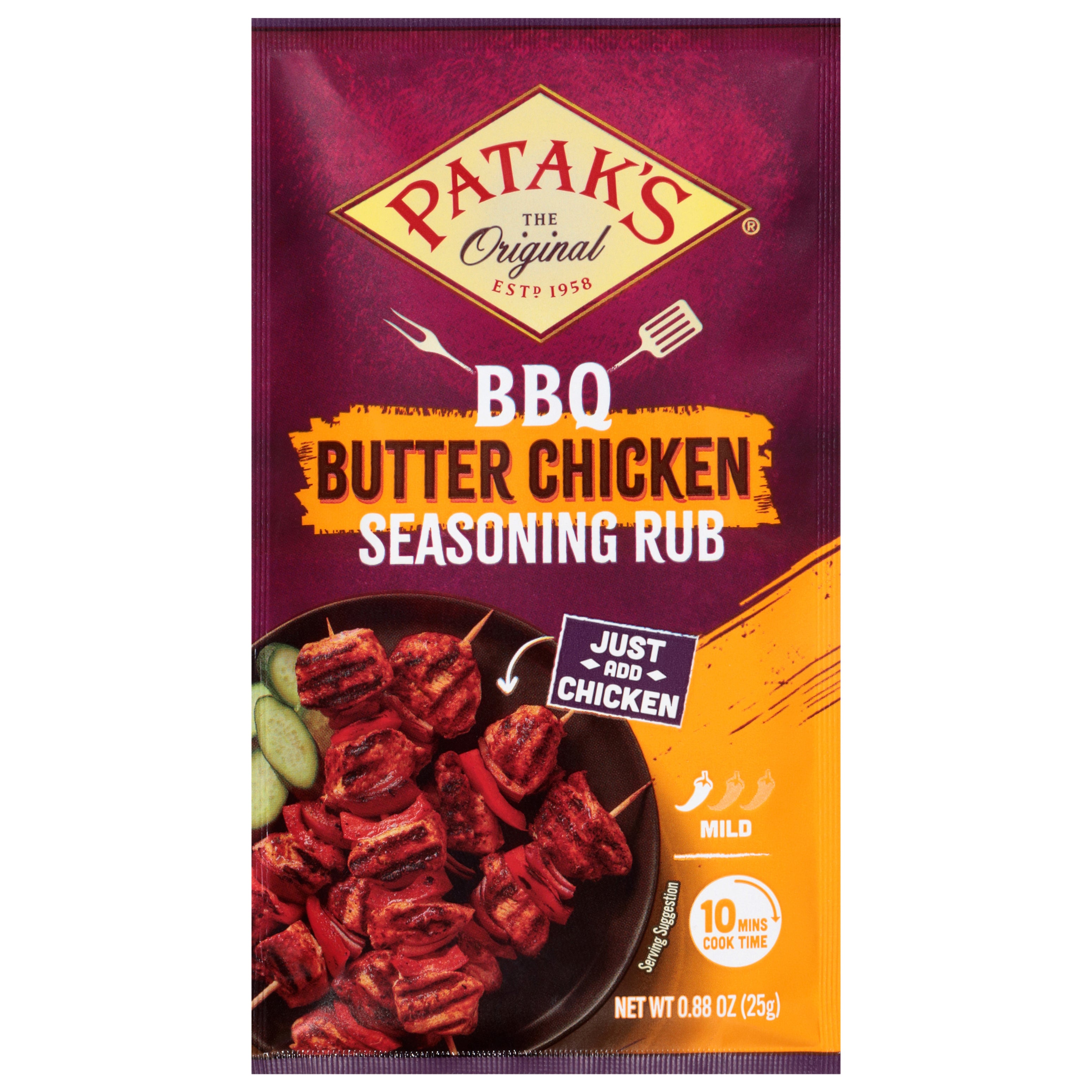 Patak's Mild BBQ Butter Chicken Seasoning Rub 0.88 oz - Case of 18