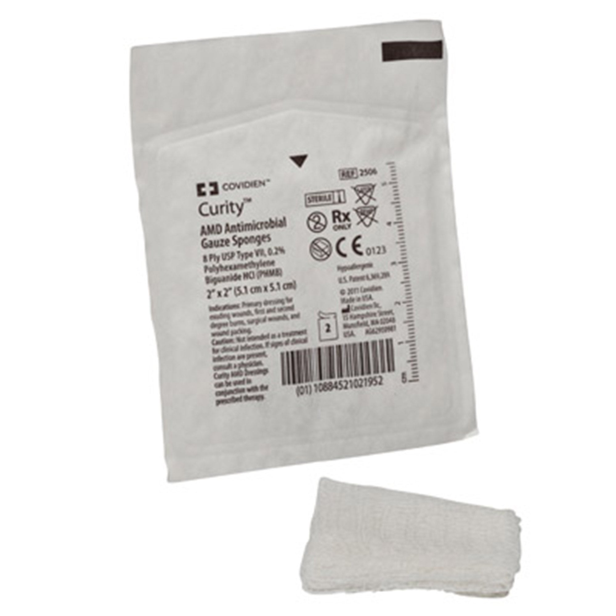 Cardinal - Antibacterial Gauze Sponge Curity™ AMD™ 2 X 2 Inch 8-Ply Sterile 2 per Pack [1/PK]