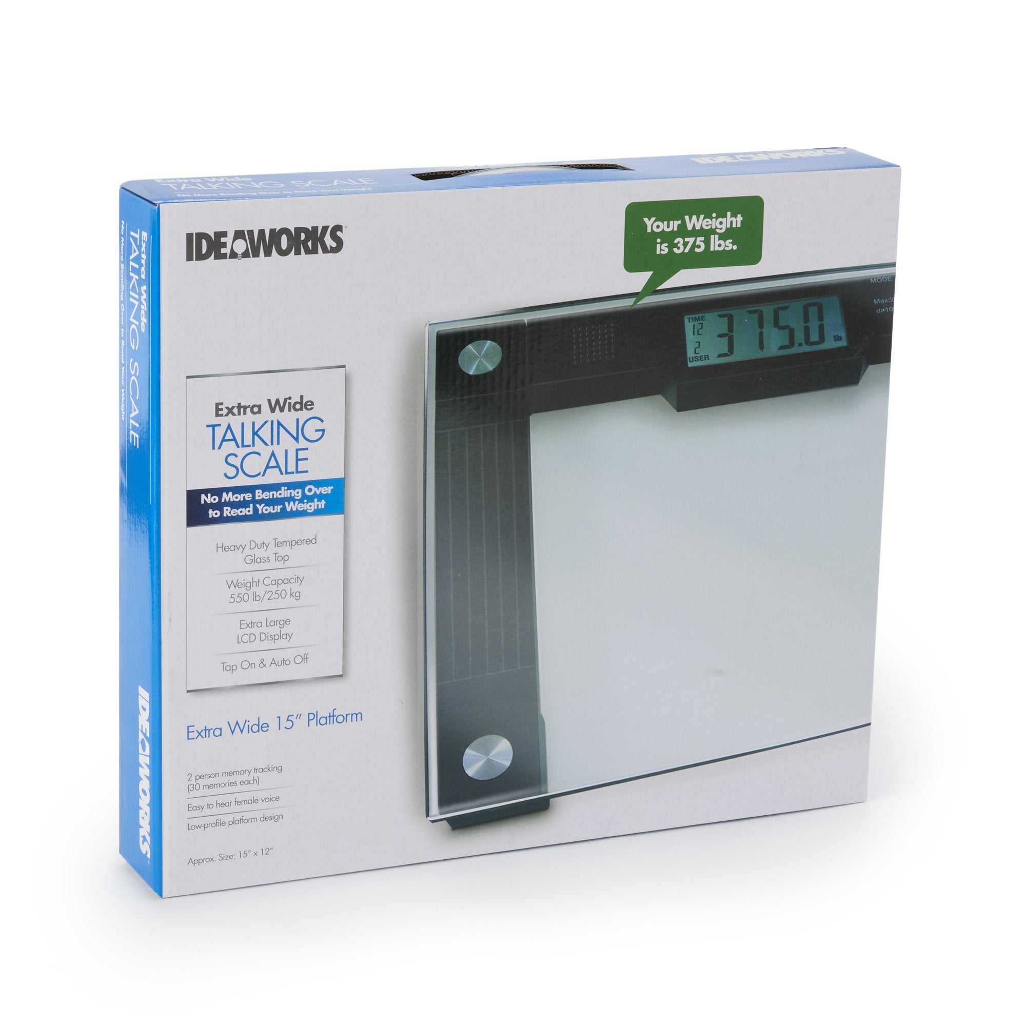 Jobar International - Floor Scale Ideaworks® Digital Display 550 lbs. / 250 kg Capacity Black / Glass AC Power [1/EA]