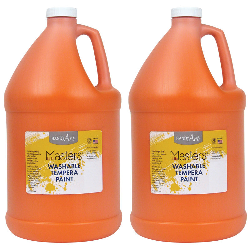 HANDY ART - Little Masters® Washable Tempera Paint, Orange, Gallon, Pack of 2