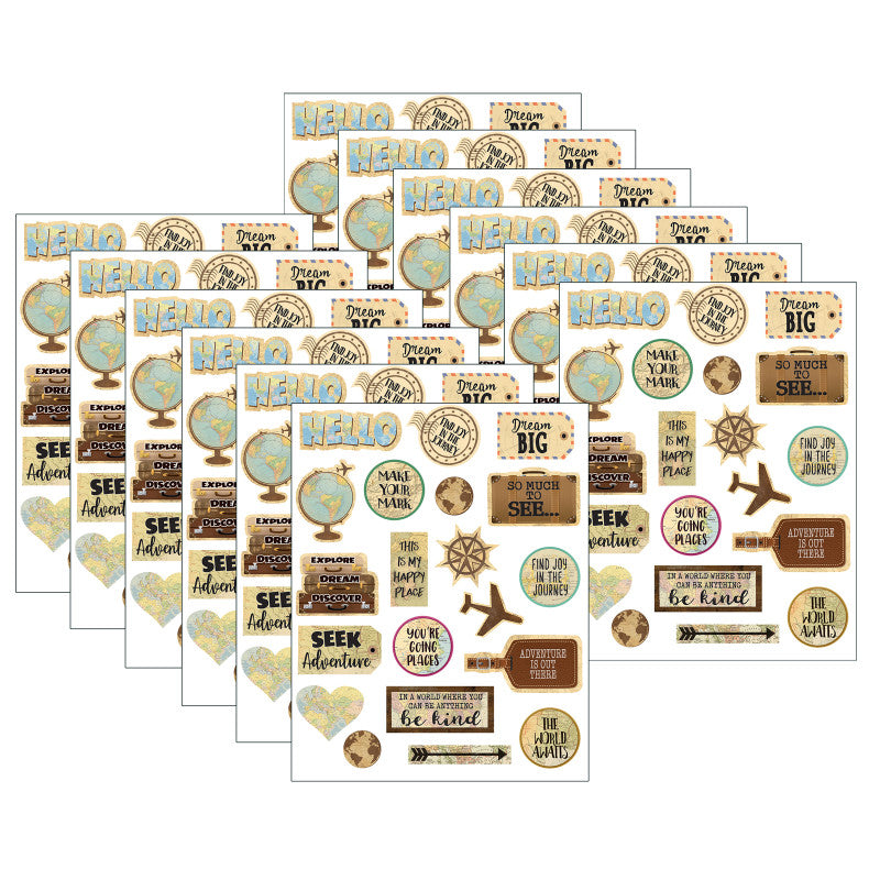 TEACHER CREATED RESOURCES - Travel the Map Stickers, 120 Per Pack, 12 Packs