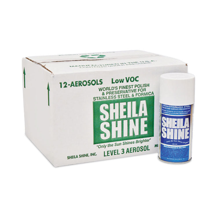 Sheila Shine - Low VOC Stainless Steel Cleaner and Polish, 10 oz Spray Can, 12/Carton