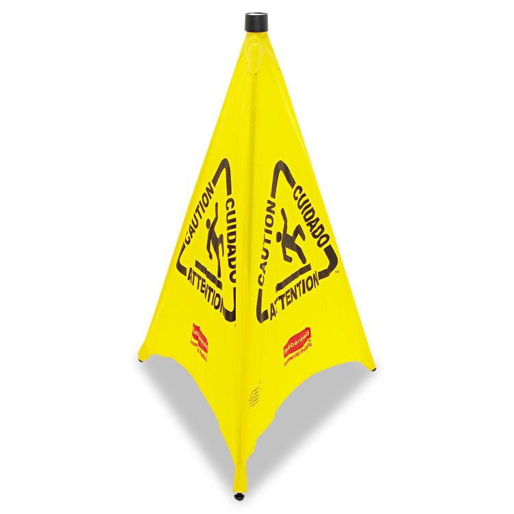 Rubbermaid Commercial - Multilingual Pop-Up Wet Floor Safety Cone, 21 x 21 x 30, Yellow