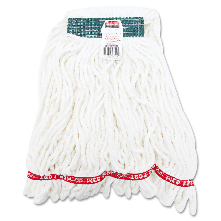 Rubbermaid Commercial - Web Foot Shrinkless Looped-End Wet Mop Head, Cotton/Synthetic, Medium, White, 6/Carton