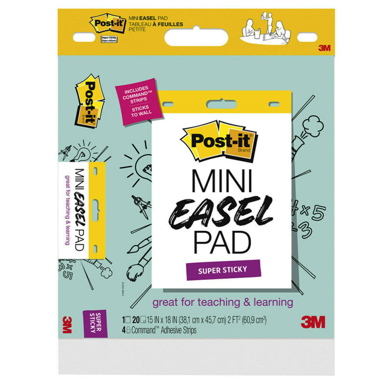 POST-IT - Super Sticky Mini Easel Pad, 15 x 18 Inches, 20 Sheets/Pad, 1 Pad, White