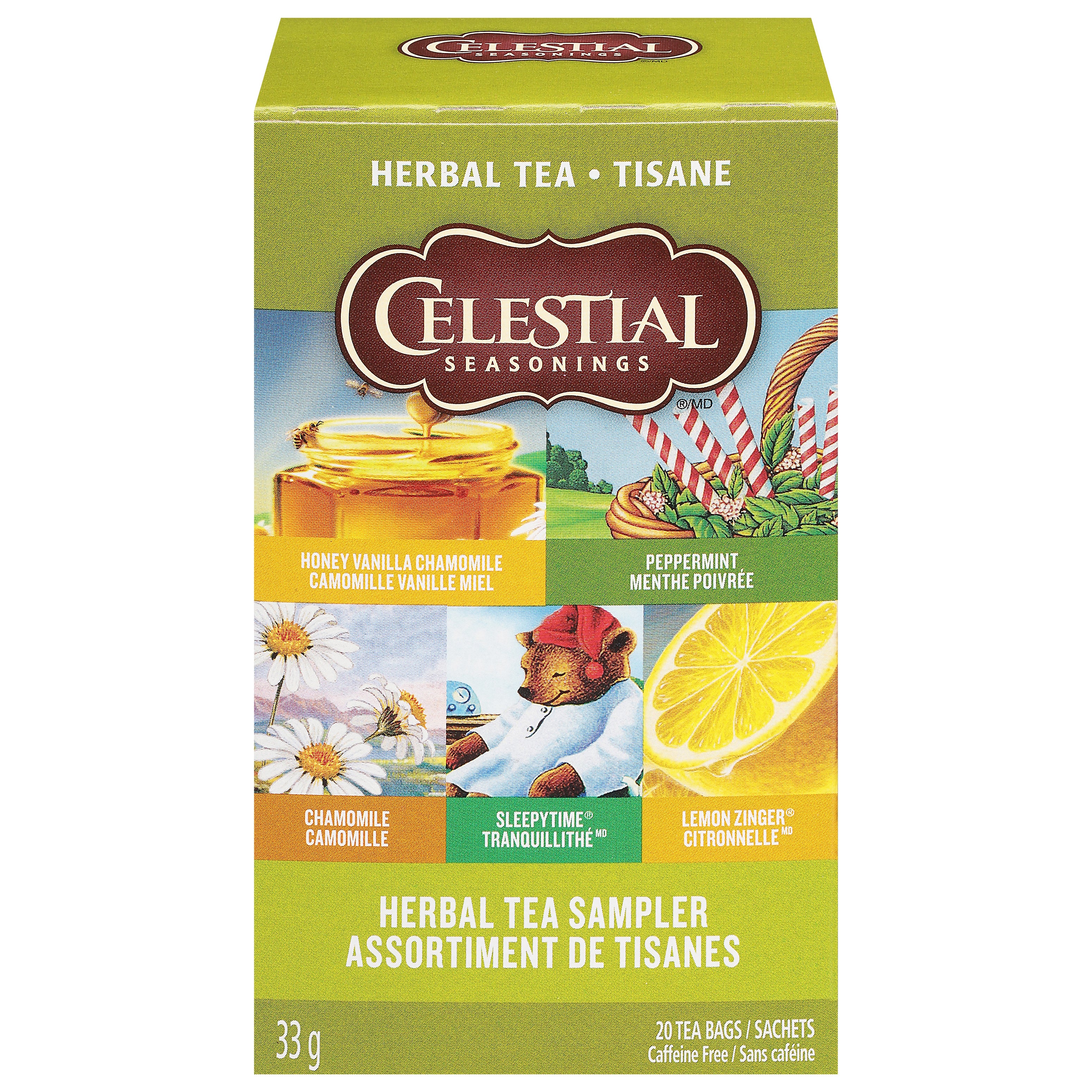 Celestial Seasonings Caffeine Free Herbal Tea Sampler 20 Tea Bags - Case of 6