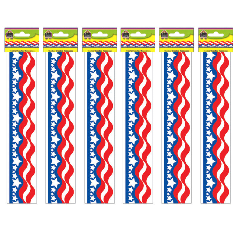 TEACHER CREATED RESOURCES - Patriotic Border Trim, 35 Feet Per Pack, 6 Packs
