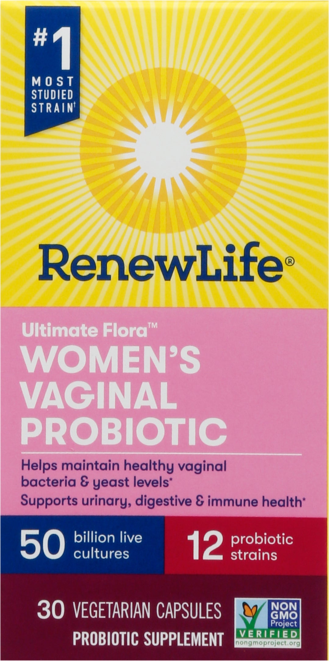 Renew Life Ultimate Flora Women's Vaginal Probiotic 30 Vegetarian Capsules - Case of 1
