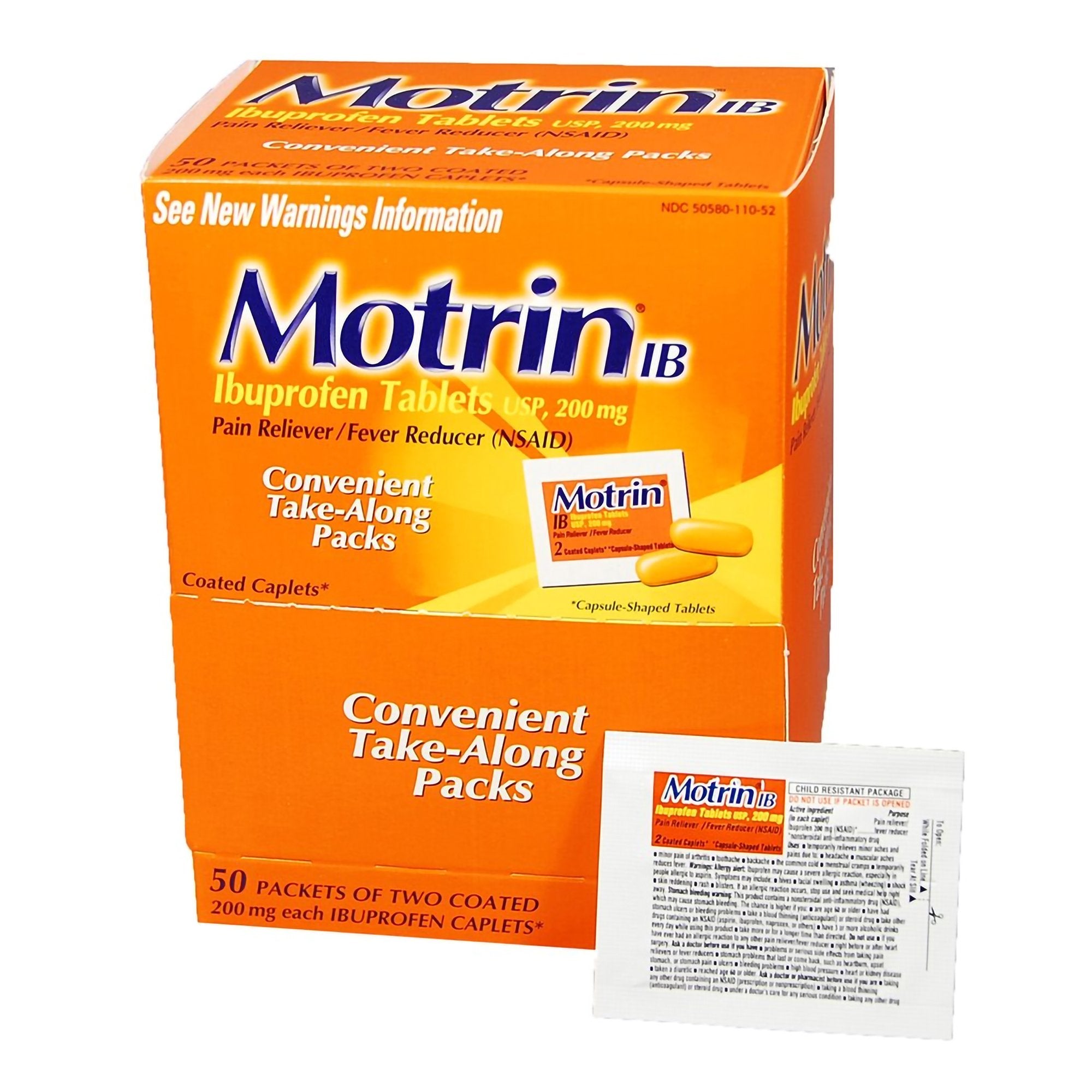 Johnson & Johnson Consumer - Pain Relief Motrin® IB 200 mg Strength Ibuprofen Caplet 50 per Box [50/BX]