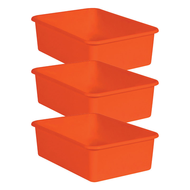TEACHER CREATED RESOURCES - Orange Large Plastic Storage Bin, Pack of 3