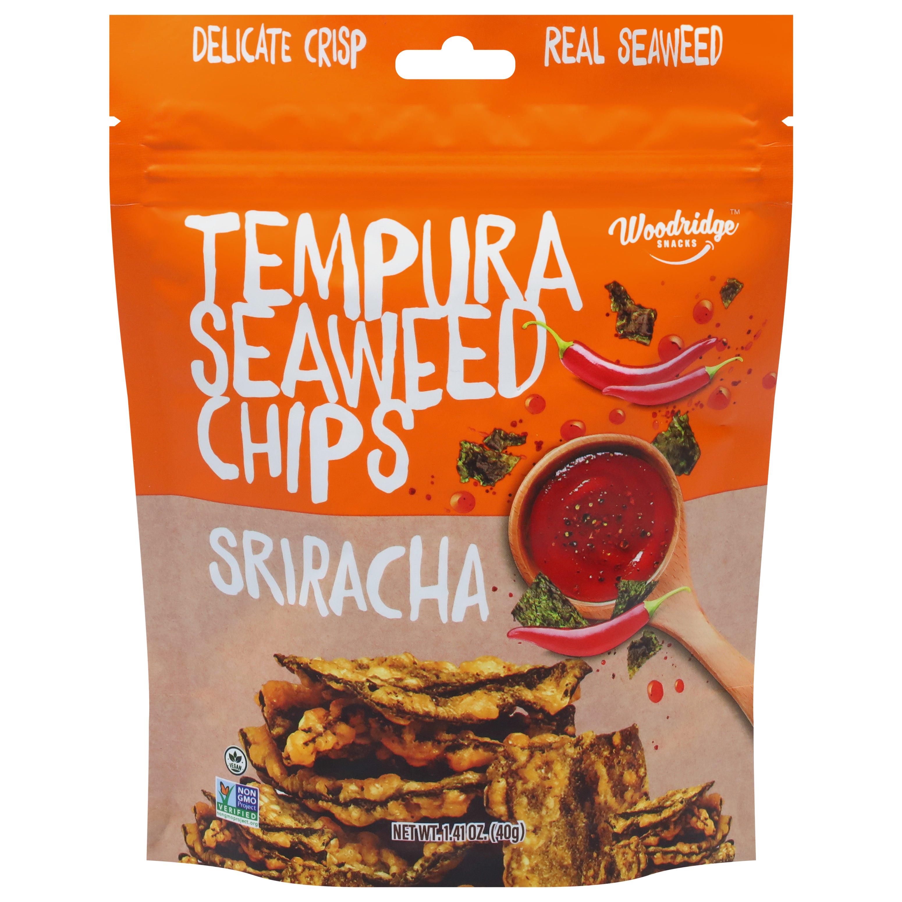 Woodridge Snacks Sriracha Tempura Seaweed Chips 1.41 oz - Case of 12