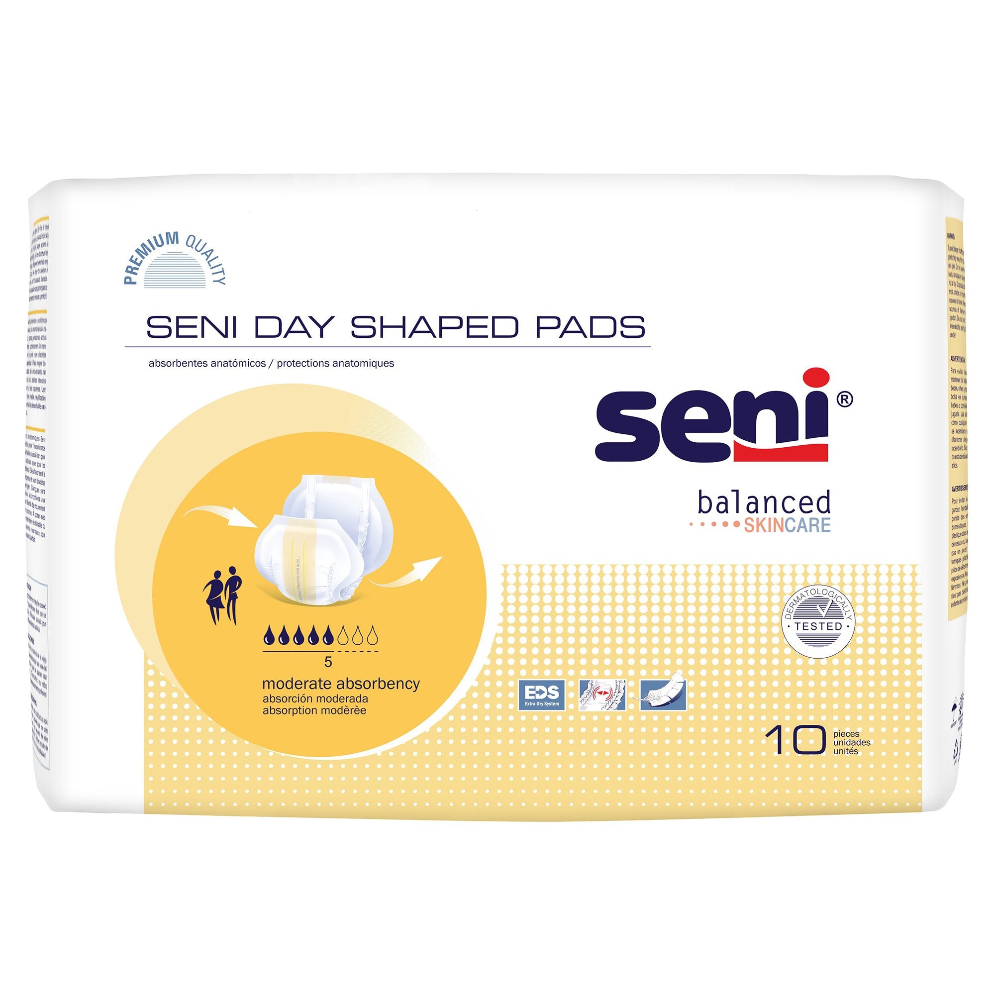 TZMO USA Inc - Incontinence Liner Seni® Shaped Day Pads 25 Inch Length Moderate Absorbency Super Absorbent Core One Size Fits Most [10/PK]