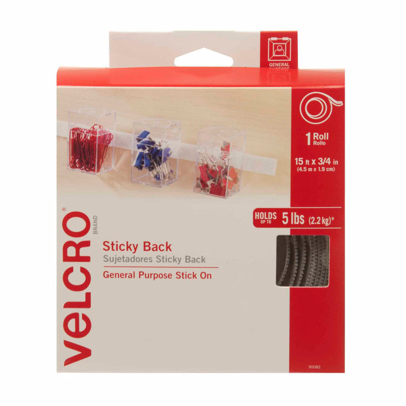 VELCRO - Brand Sticky Back Tape, 5 yds x 3/4", White