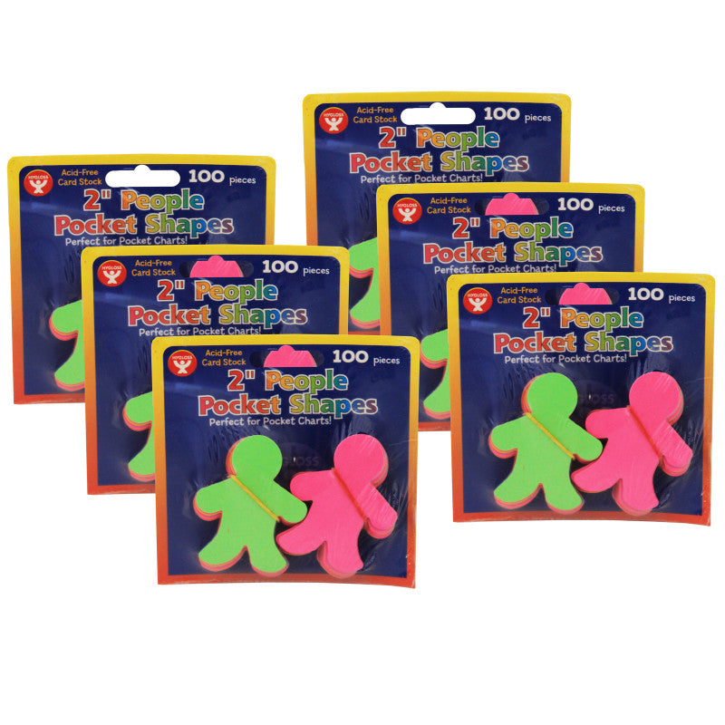 HYGLOSS - Pocket Shapes, 2" People, 100 Per Pack, 6 Packs