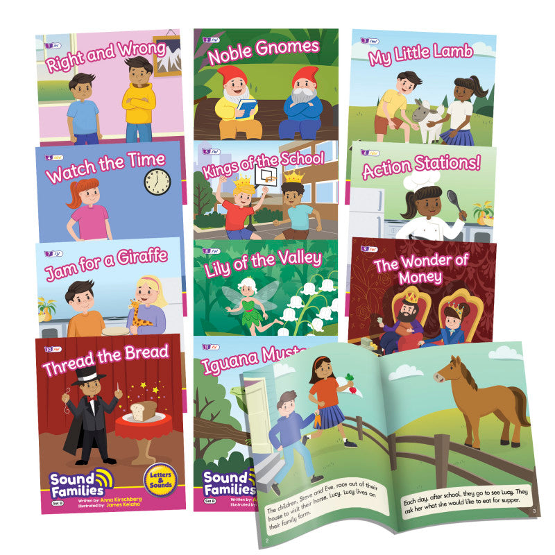 BEANSTALK BOOKS - Sound Families Decodable Readers Consonants Fiction Phase 5.5, Set of 12