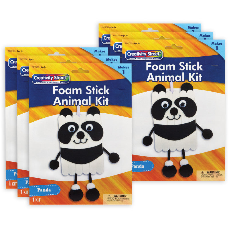 CREATIVITY STREET - Foam Stick Animal Kit, Panda, 7" x 11.25" x 1", 6 Kits