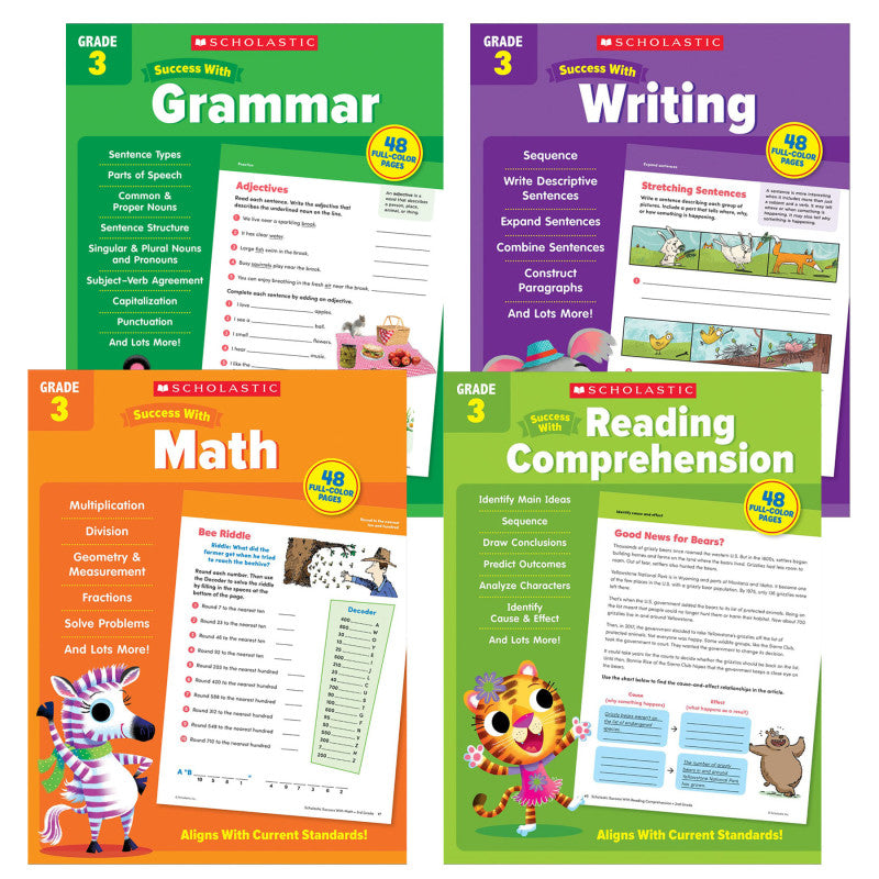 SCHOLASTIC TEACHING SOLUTIONS - Scholastic Third Grade Success Workbooks, 4 Book Set