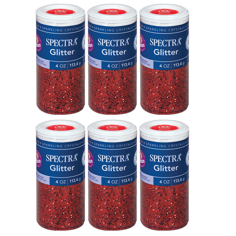 SPECTRA - Glitter, Red, 4 oz. Per Jar, 6 Jars