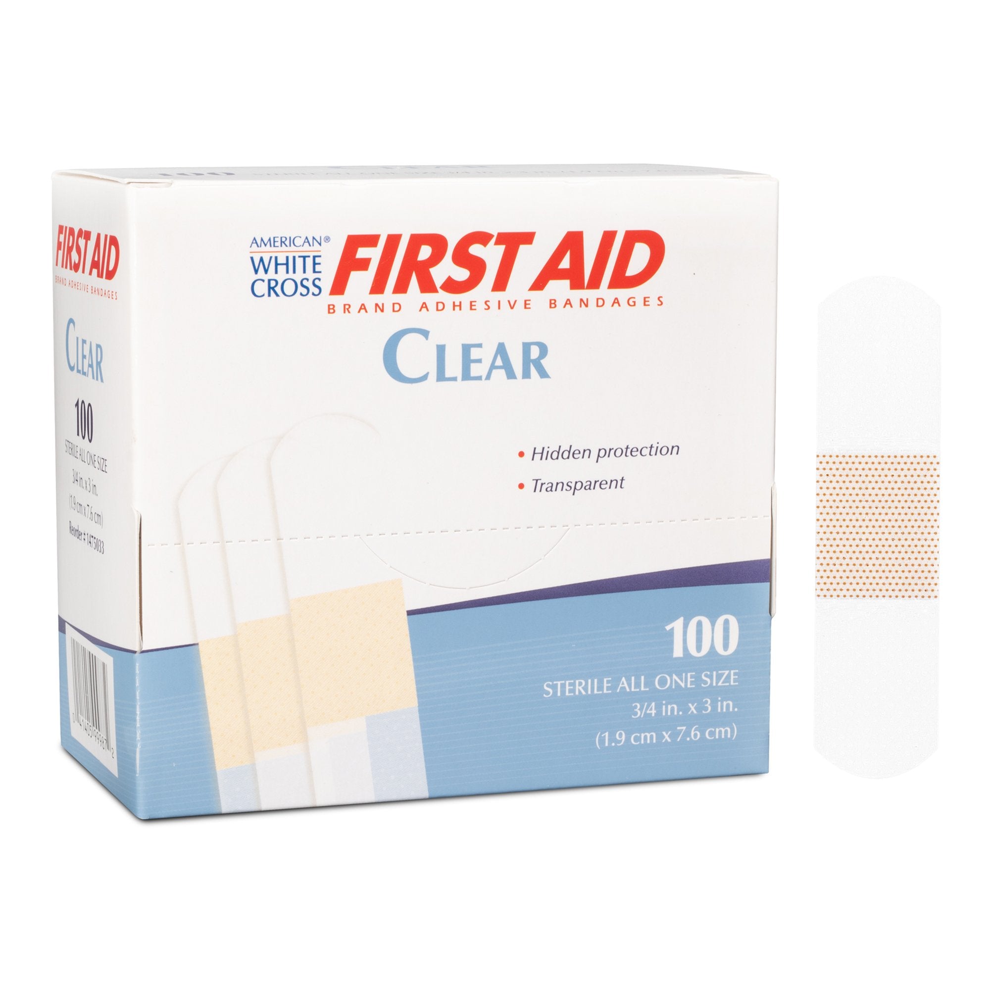 Dukal - Adhesive Strip American® White Cross 3/4 X 3 Inch Plastic Rectangle Clear Sterile [1200/CS]