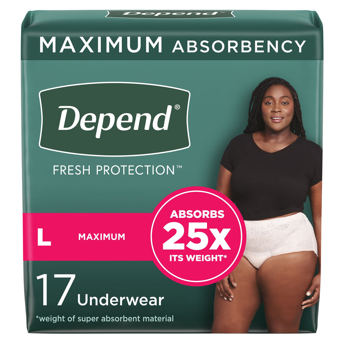 Kimberly Clark - Female Adult Absorbent Underwear Depend® Fresh Protection Waistband Style Large Disposable Heavy Absorbency [17/PK]