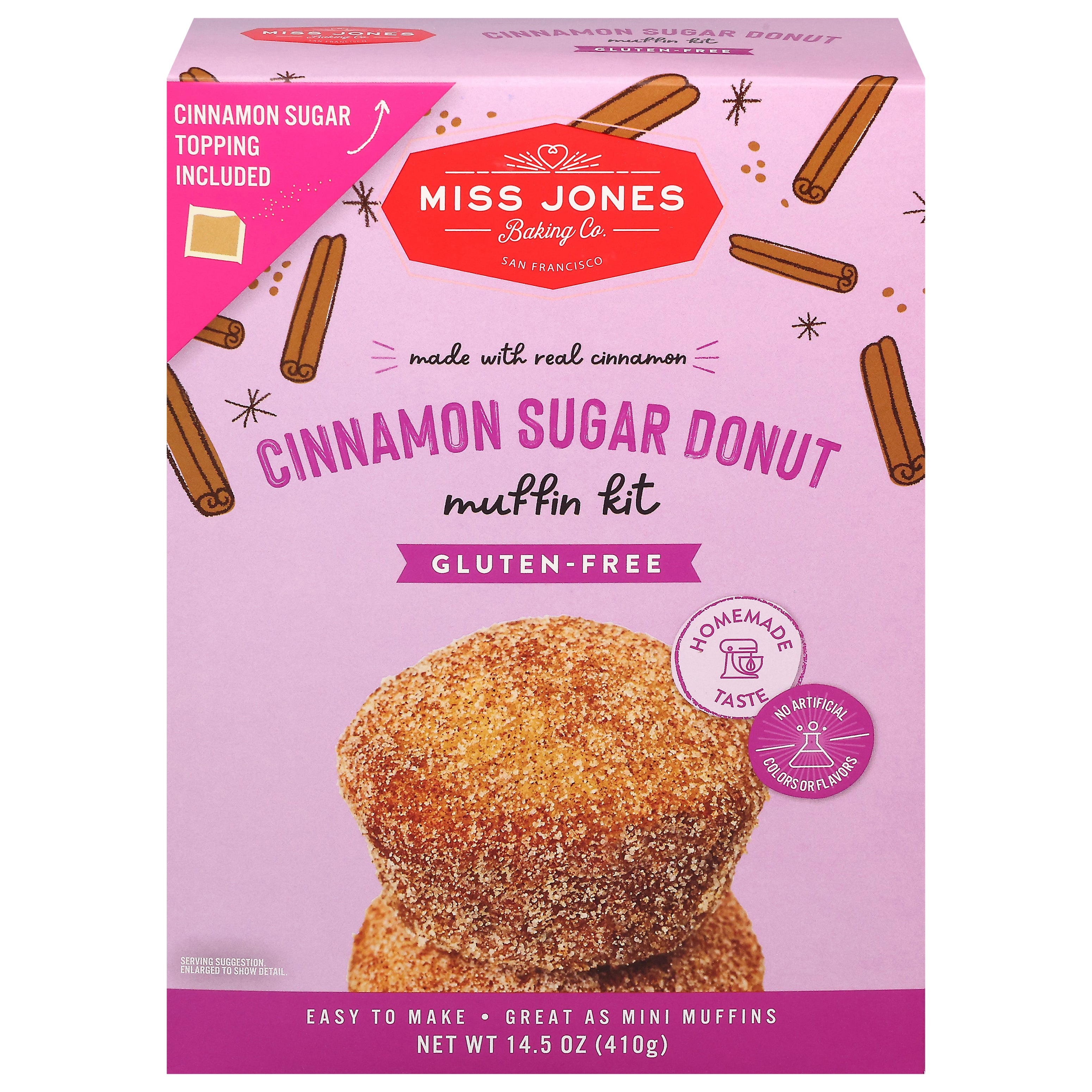 Miss Jones Baking Co. Gluten-Free Cinnamon Sugar Donut Muffin Kit 14.5 oz - Case of 6