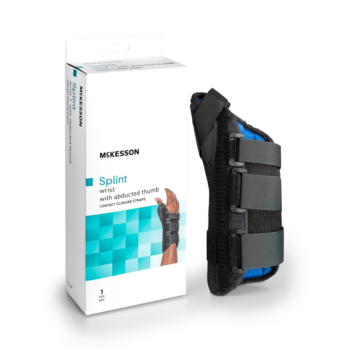 McKesson Brand - Wrist Brace with Abducted Thumb McKesson Aluminum / Foam / Spandex / Plastic Right Hand Black Large [1/EA]