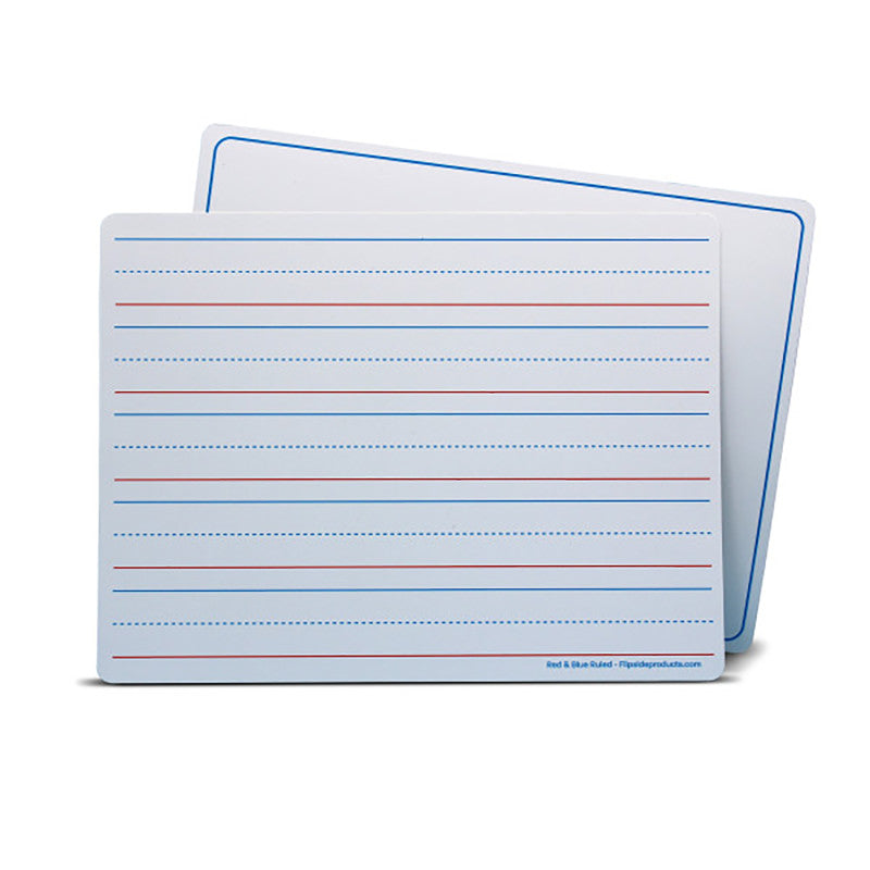 FLIPSIDE PRODUCTS - Magnetic Dry Erase Learning Mat, Two-Sided Red & Blue Ruled/Plain, 9" x 12", Pack of 48