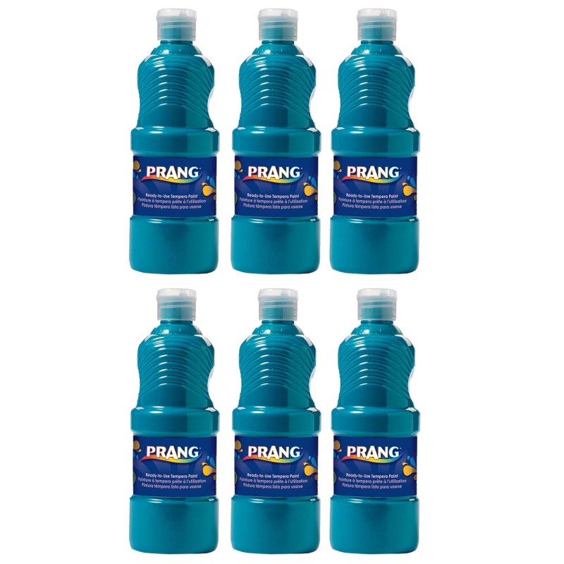PRANG - Ready-to-Use Tempera Paint, Turquoise, 16 oz, Pack of 6