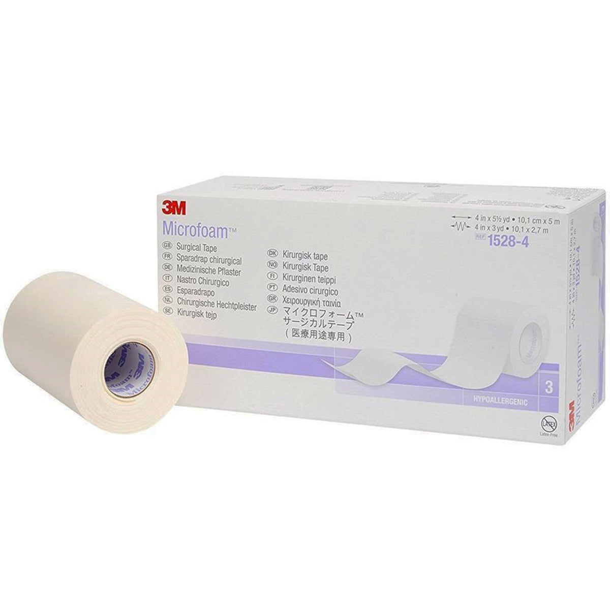 Solventum Corporation - Medical Tape 3M™ Microfoam™ White 4 Inch X 5-1/2 Yard Elastic / Foam NonSterile [3/BX]