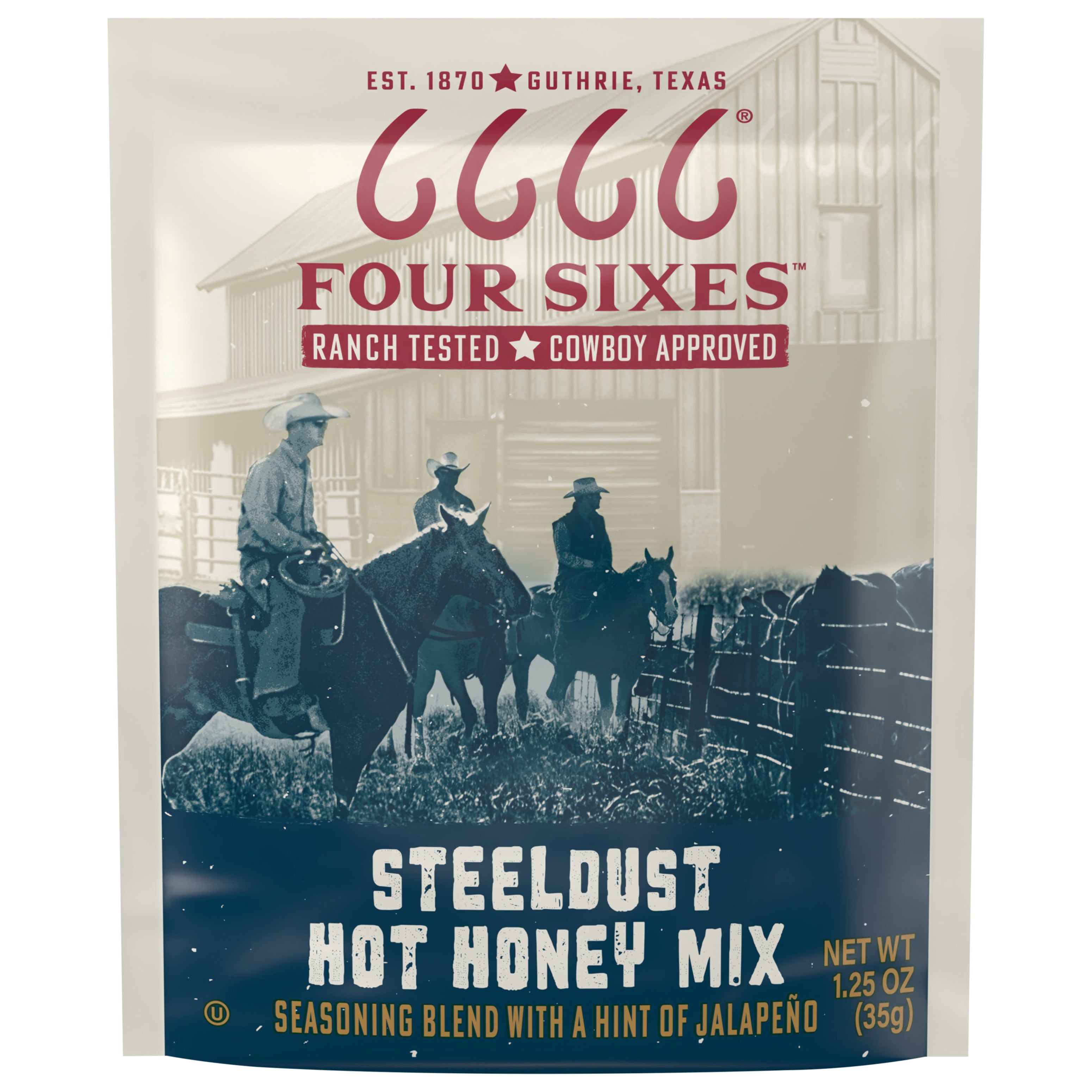 Four Sixes Steeldust Hot Honey Mix Seasoning Blend 1.25 oz - Case of 12