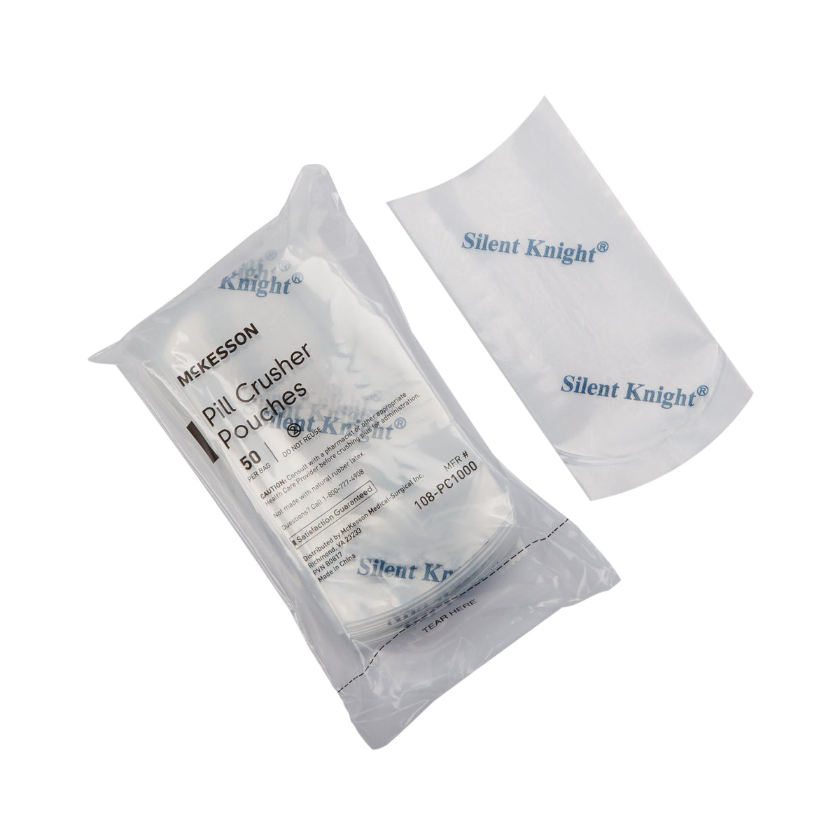 McKesson Brand - Pill Crusher Pouch McKesson Silent Knight® 2 X 4-1/2 Inch, Clear, Plastic [20/BX]