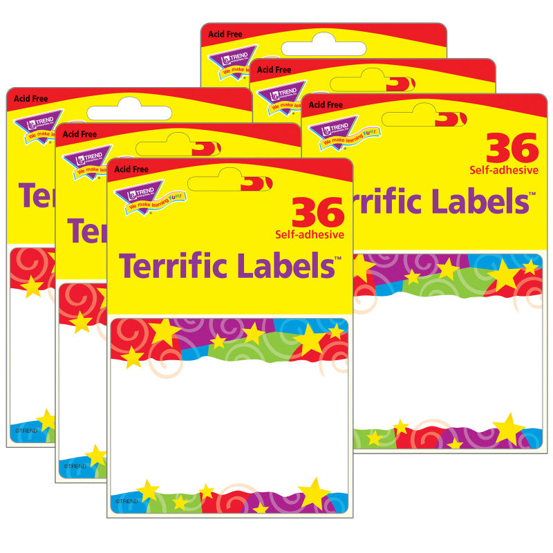 TREND - Stars 'n Swirls Terrific Labels™, 36 Per Pack, 6 Packs