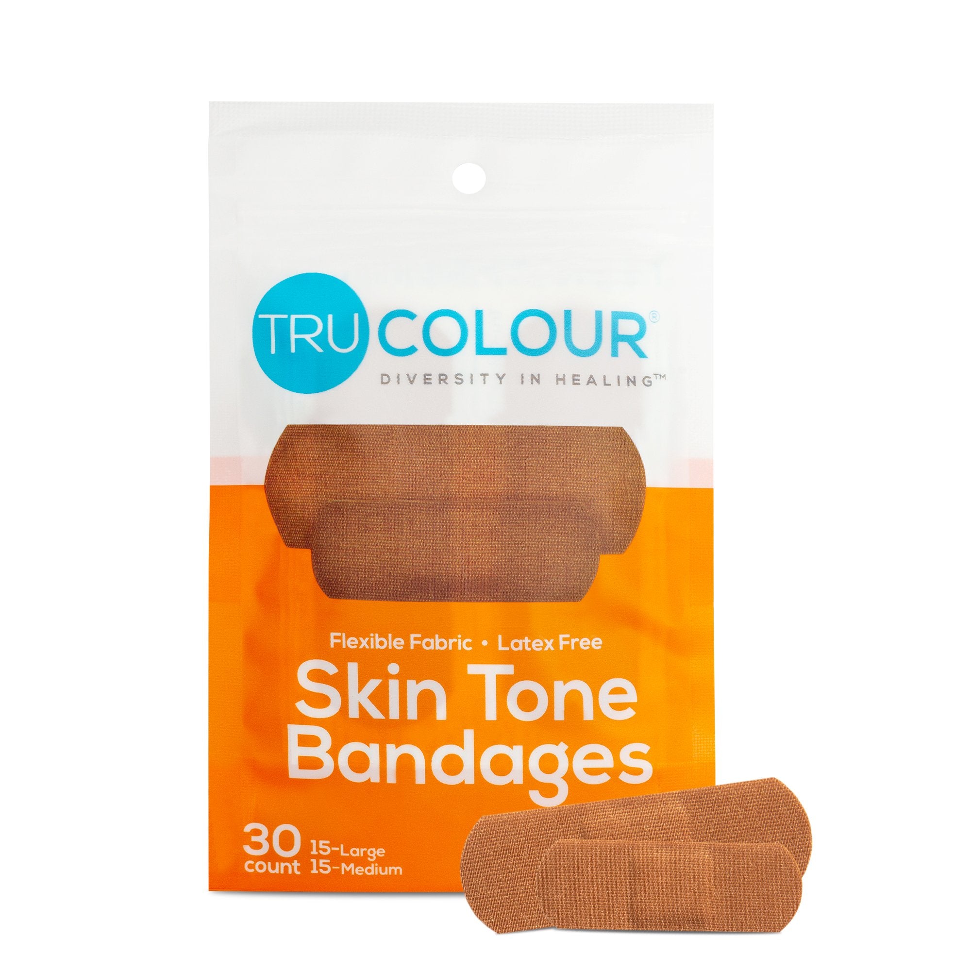Tru-Colour Products LLC - Waterproof Adhesive Strip Tru-Colour® 1 X 3 Inch Fabric Rectangle Brown Sterile [30/PK]