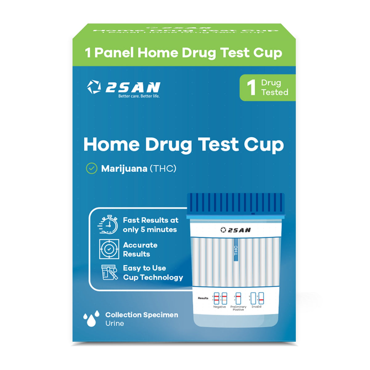 2San LLC - Drugs of Abuse Test Kit 2San Marijuana (THC)) 1 Test per Kit (18 Kits per Case) CLIA Waived [18/CS]