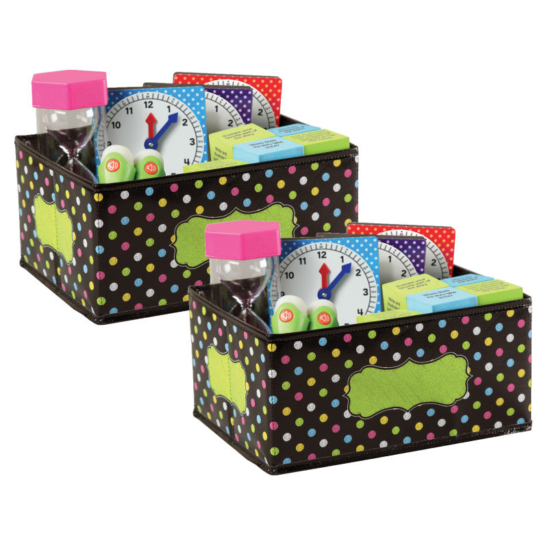 TEACHER CREATED RESOURCES - Chalkboard Brights Small Storage Bin, 8" x 11" x 5", Pack of 2