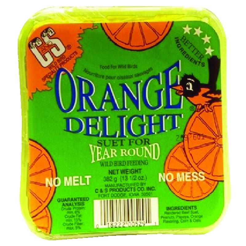 C&S PRODUCTS - C&S Products Orange Delight Assorted Species Beef Suet Wild Bird Food 11.75 oz - Case of 12