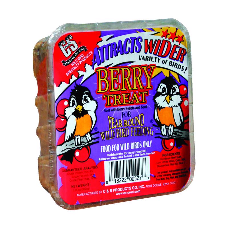C&S PRODUCTS - C&S Products Berry Treat Assorted Species Beef Suet Wild Bird Food 11.75 oz - Case of 12
