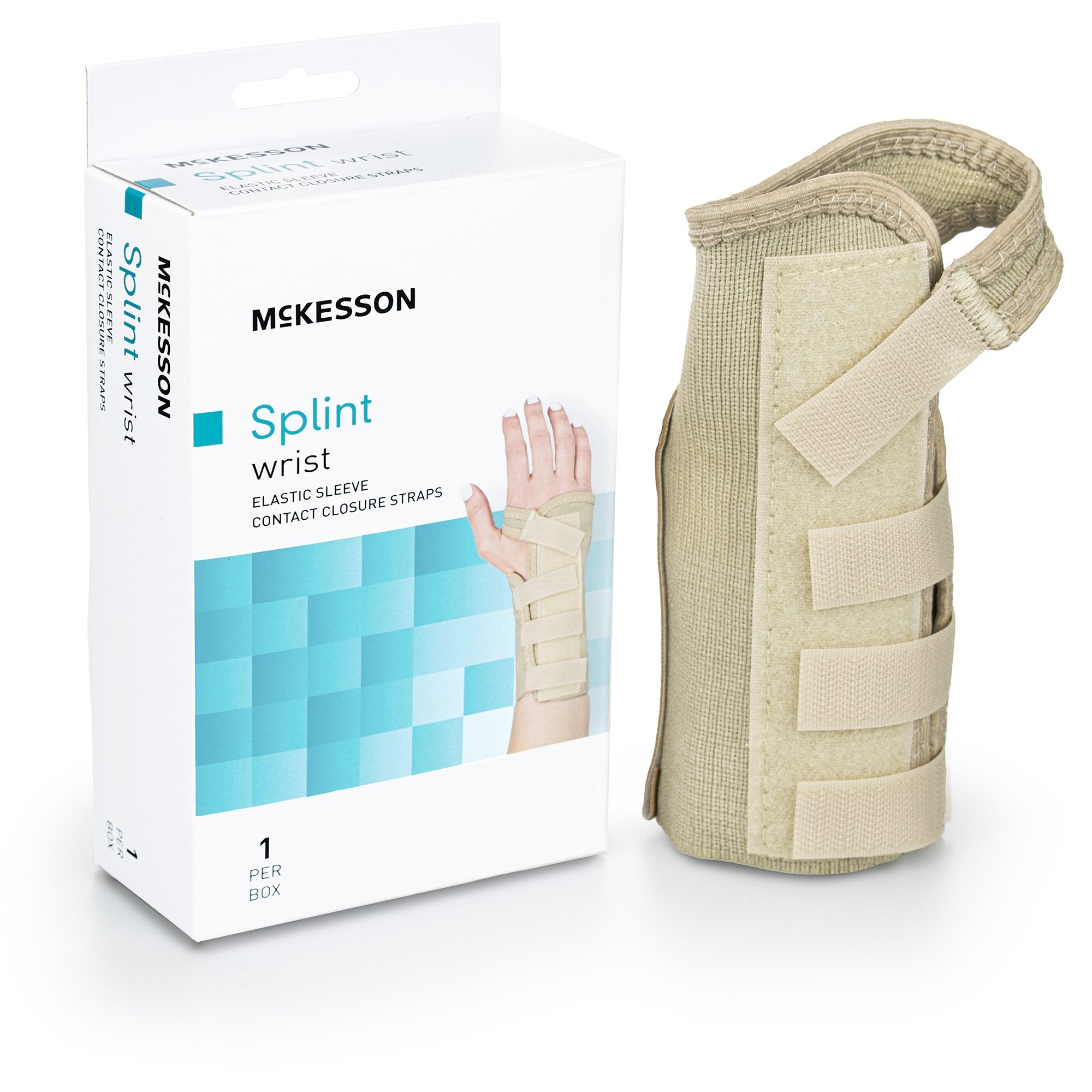 McKesson Brand - Wrist Brace McKesson Low Profile / Contoured / Wraparound Aluminum / Cotton / Elastic Left Hand Beige Large [1/EA]