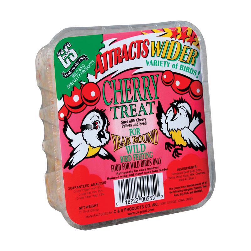 C&S PRODUCTS - C&S Products Cherry Treat Assorted Species Beef Suet Wild Bird Food 11.75 oz - Case of 12