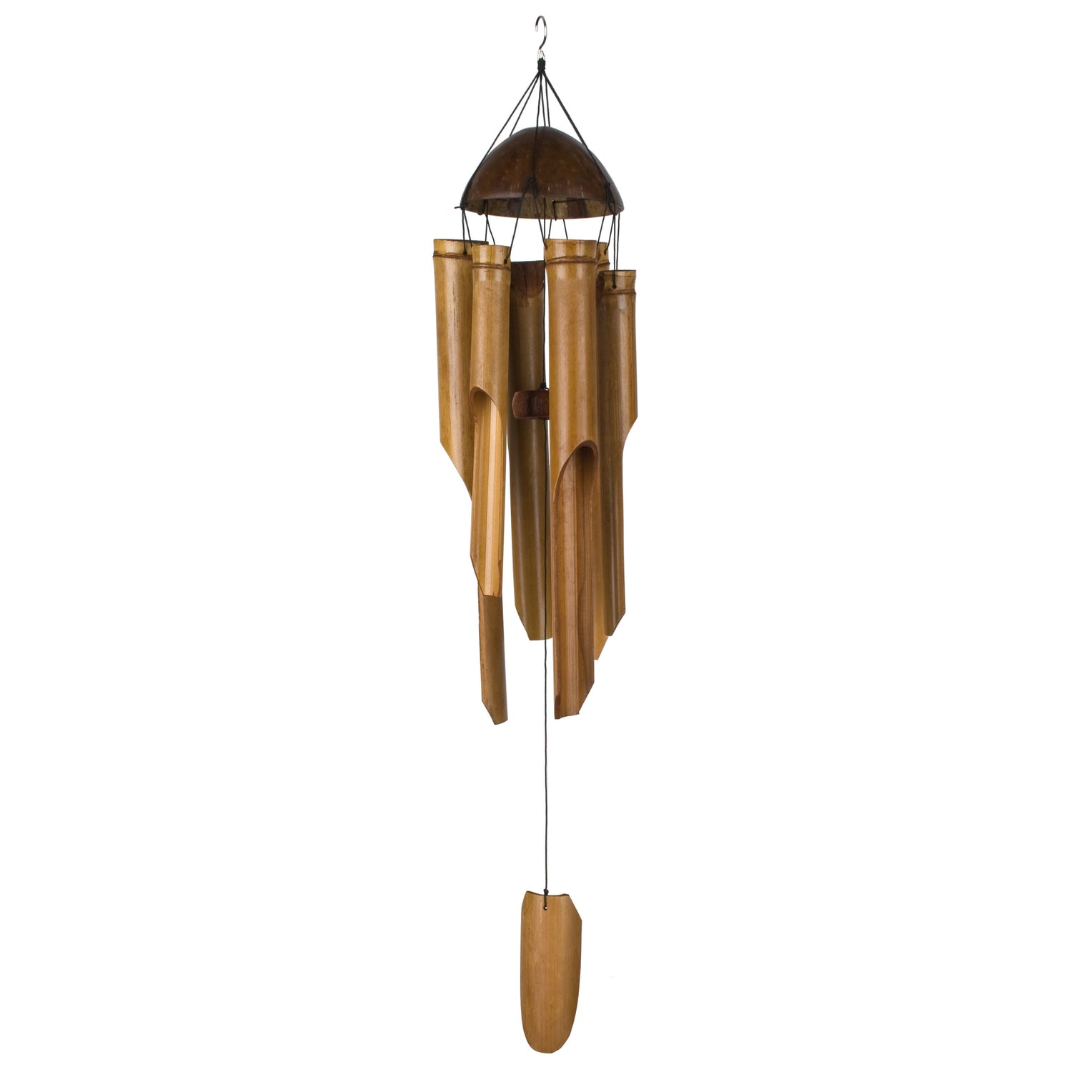 Woodstock Chimes Asli Arts Brown Bamboo 36 in. Half Coconut Wind Chime