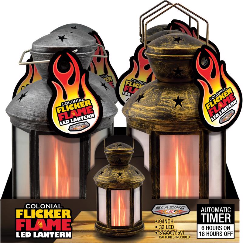 BLAZING LEDZ - Blazing LEDz 8.5 in. Plastic Colonial Flicker Flame Flameless Lantern Assorted - Case of 6