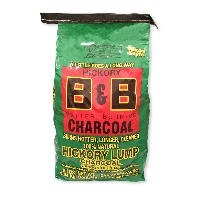 B&B HICKORY LUMP CHARCOAL - B&B Charcoal All Natural Hickory Lump Charcoal 8 lb